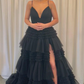 Princess Pink Tiered Layers Tulle Long Formal Gown A-line Prom Dress Y1684