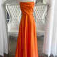 Cowl Neck Green Satin A-Line Formal Dress with Slit,Modest Prom Dress Y1884