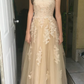 Royal Blue Beading Appliques A-Line/Princess Tulle Prom Dresses Y1196
