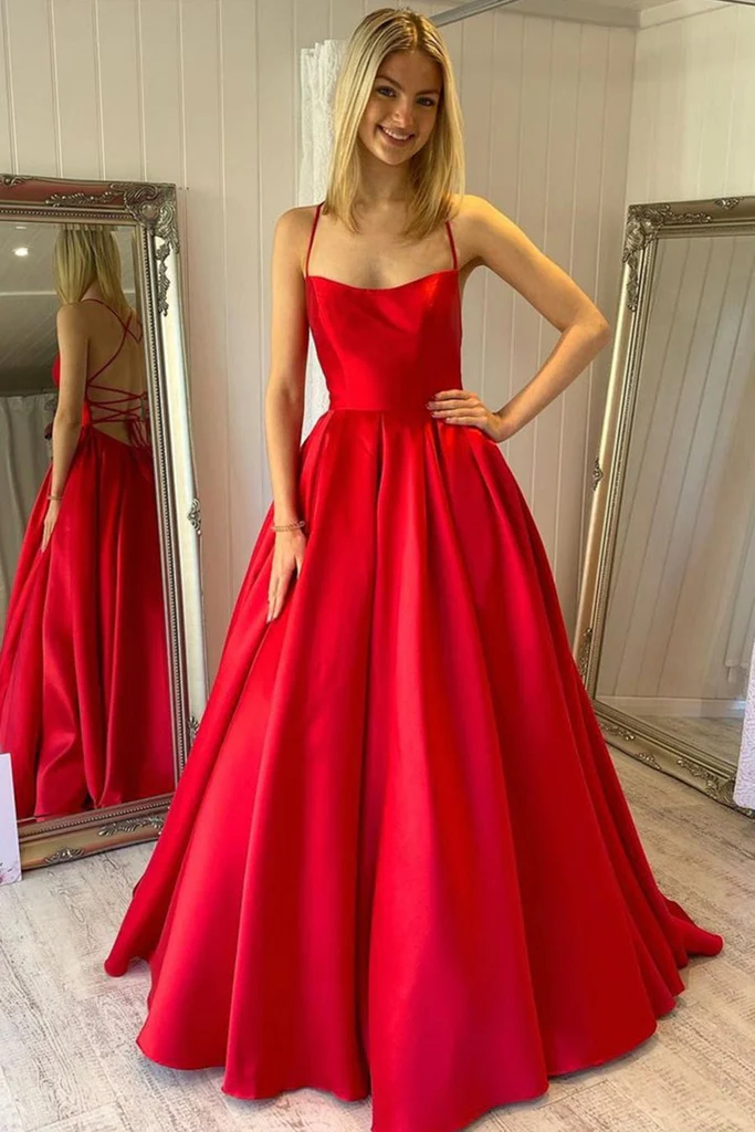 Simple Backless Red Satin Long Prom Dress, Backless Red Formal Dress, Simplepromdress Simple Backless Red Satin Long Prom Dress, Backless Red Formal Dress, Simplepromdress