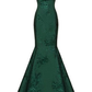 Emerald Green Spaghetti Straps Mermaid/Trumpet Prom Dress,Chic Evening Dress Y1800