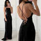 Simple Burgundy Spaghetti Straps Backless Prom Dress S8181