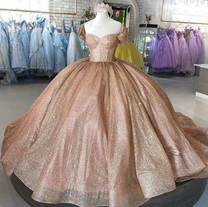 Rose Gold Sparkle Ball Gown Quinceanera Dress Sweet 16 Dress Y693 Simplepromdress Rose Gold Sparkle Ball Gown Quinceanera Dress Sweet 16 Dress Y693 Simplepromdress