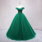 Green Off The Shoulder Satin Long Prom Dress s01