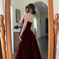 Spaghetti Straps Burgundy Velvet Prom Dress Simple Prom Dress Party Dress Y659