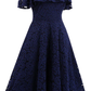 Dark Navy Lace A-line Homecoming Dress Y1160