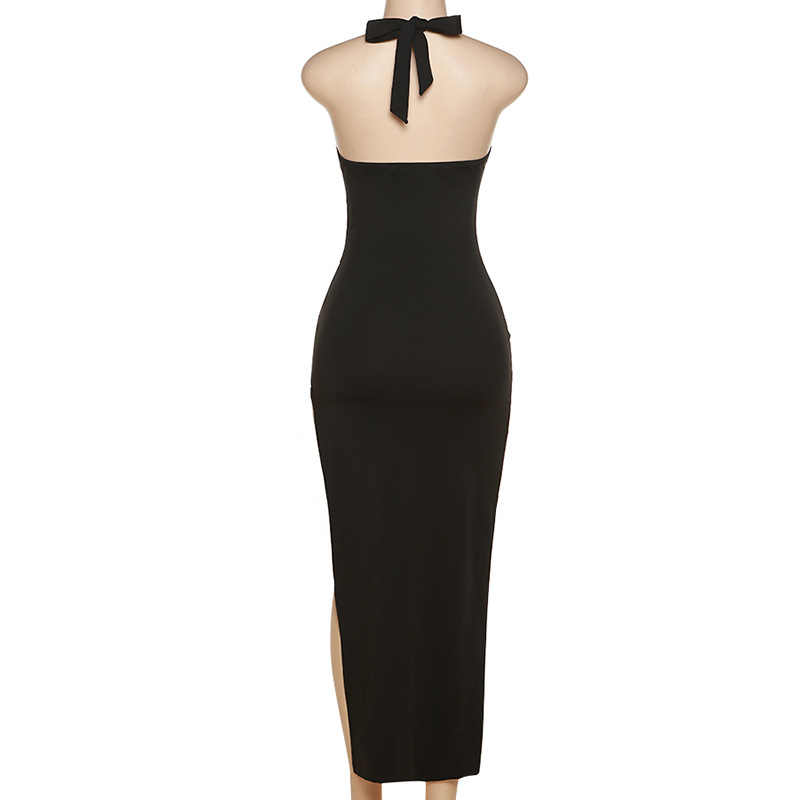 Sexy Open Back Deep V Neck Slit Maxi Dresses Women 2023 Elegant Party Wear Black White Summer Dress Long Party Dress Y1463