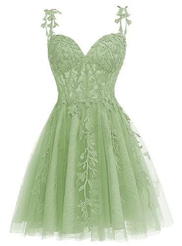 Sage Green Floral Short Homecoming Dress A-line Graduation Dress Y619