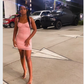 Pink Sleeveless Spaghetti Straps Bodycon Dress,Sexy Pink Homecoming Dress Y835