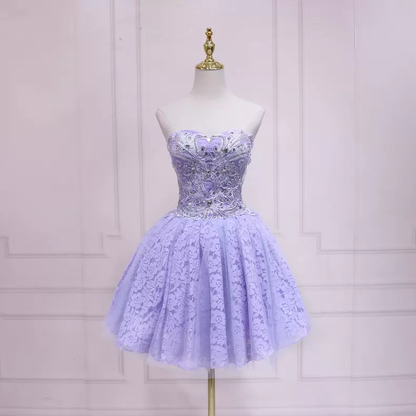 Purple Lace Short Homecoming Dress Strapless Homecoming Dress s37 Simplepromdress Purple Lace Short Homecoming Dress Strapless Homecoming Dress s37 Simplepromdress
