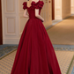 Burgundy Satin Long Prom Dress, A-Line Evening Dress Y1658