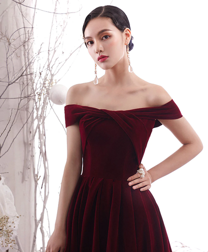 Simple Burgundy Long Prom Dress Burgundy Evening Dress Y1428