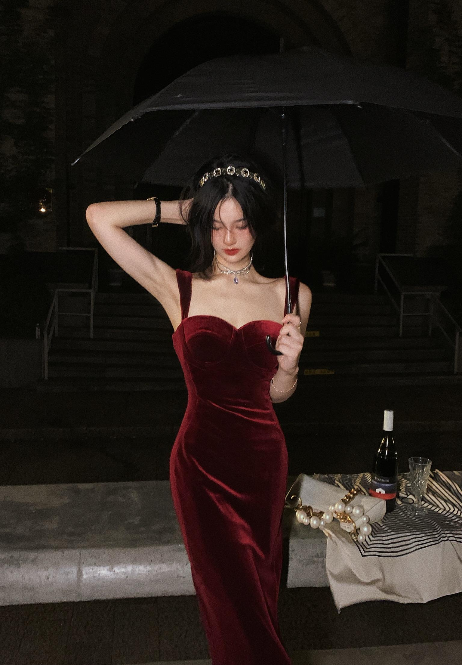 Velvet umbrella dresses outlet