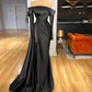 black satin long prom dress mermaid evening dress  Y80