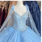 Blue flowers  tulle ball gown , chic prom dress S26907