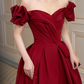 Burgundy Satin Long Prom Dress, A-Line Evening Dress Y1658