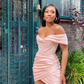 Black Girl Light Pink Homecoming Dress Off Shoulder Bodycon Dresses Y1748