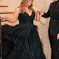 Princess Pink Strappy Frill-Layered A-Line Long Prom Dress Y1873