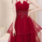 Burgundy High Low Prom Dresses Y258