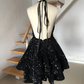 Halter Neck Pink Sequins Party Dress Back To School Dress Y17
