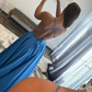 Simple Blue Spaghetti Straps Backless A-Line Prom Dresses Y468