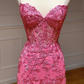 Sweetheart Neck Pink Mermaid Lace Prom Dresses, Pink Mermaid Lace Formal Graduation Dresses Y1549