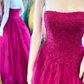 A-Line Strapless Fuchsia Appliques Long Formal Dress Y832