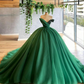 Green Quinceanera Dresses Ball Gown Sexy V Neck Tulle Formal Dress Y296