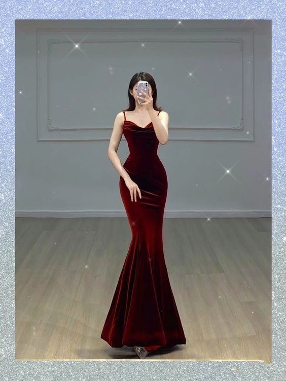 Maroon Mermaid Long Prom Dress,Charming Evening Dress Y1639