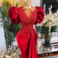 red prom dresses, lace prom dresses, mermaid prom dresses, beaded prom dresses, arabic prom dresses Y394