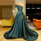 New Long Satin Evening Dresses Wear Elegant Ruched Crystal Beads Split One Shoulder Evening Gowns Formal Women Prom Dresses S23314