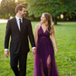 A-line V Neck Purple Chiffon Prom Dress With Slit Sexy Bridesmaid Dress Y452