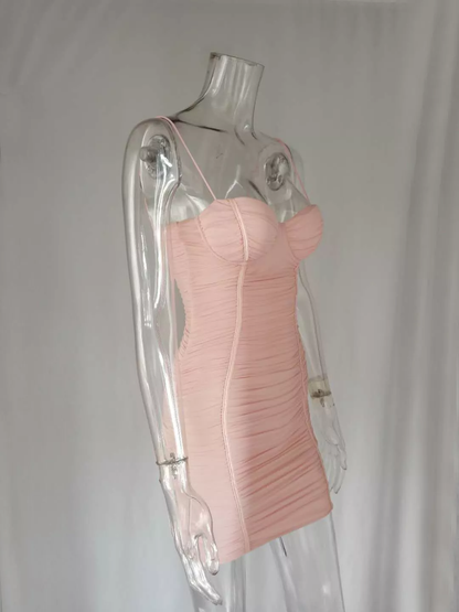 Ladies Summer Clothing Dress Sexy Shoulder Strap Skinny Club Party New Pink Dress Casual Dress Mini Homecoming Dress Y950