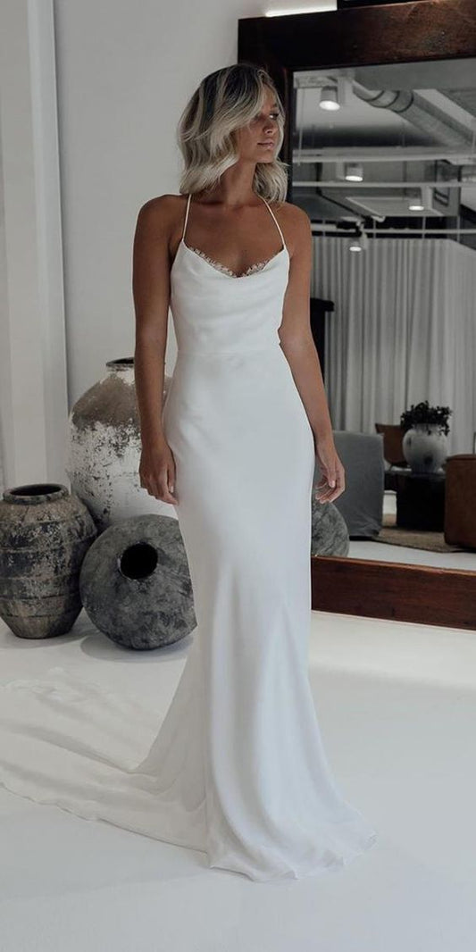 Simple White Mermaid Prom Dress , Chic Prom Dress S20018