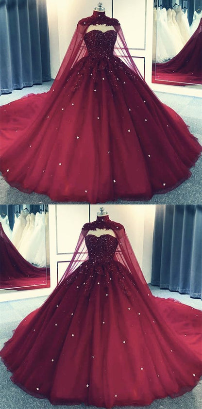 Tulle Ball Gown Prom Dress With Cape  S8254