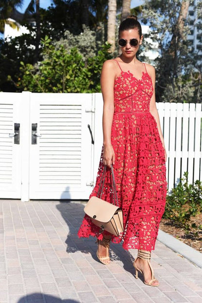 Sexy Prom Dress,Red Prom Dress,Lace Prom Dress,Spaghetti Prom Dress S9183