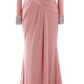 Women Long Mother of Bride Dresses Long Sleeve V Neck Evening Dress Y785