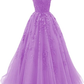 Spaghetti Straps Prom Dress Long Tulle Lace Appliques Backless Princess Wedding Formal Party Dresses Y1847