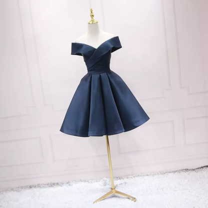 Navy Blue Simple Short Homecoming Dress s22