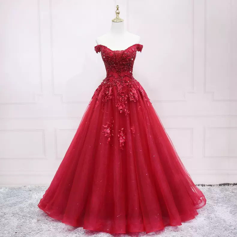 Off The Shoulder Lace Tulle Prom Dress Elegant Prom Dress s34