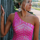 Sparkly Mermaid Strapless Hot Pink Sequins Prom Dresses With Slit  Y1631