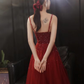 New elegant red classy sleeveless spaghetti strap party dress, heavy bead evening dress Y816