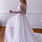 White lace tulle long prom dress, white lace tulle evening dress Y251