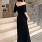 Black One Shoulder Slit Long Evening Dress, Black Formal Dress Prom Dress Y946