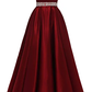 A-line Spaghetti Straps V Neck Prom Dress,Burgundy Satin Evening Dress Y1272