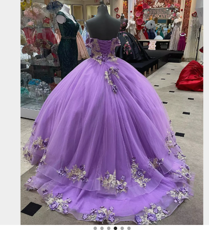women's puffy dresses Women's Puffy Dress with Appliques Light Purple Ball Gown Y1091 – Simplepromdress