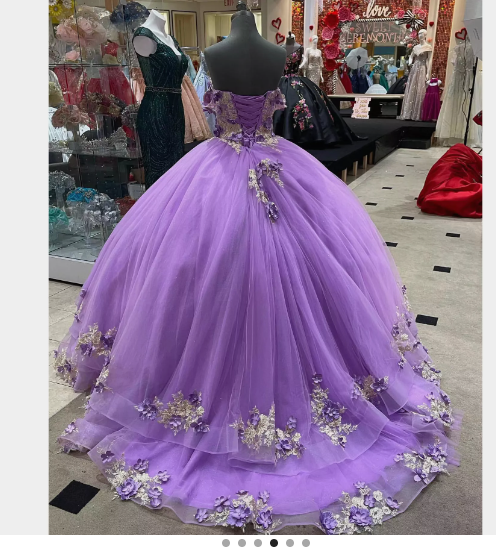 Women s Puffy Dress with Appliques Light Purple Ball Gown Y1091 Simplepromdress