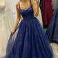 Blue Tulle Floor Length Prom Dress, A-Line Blue Evening Dress Y1392