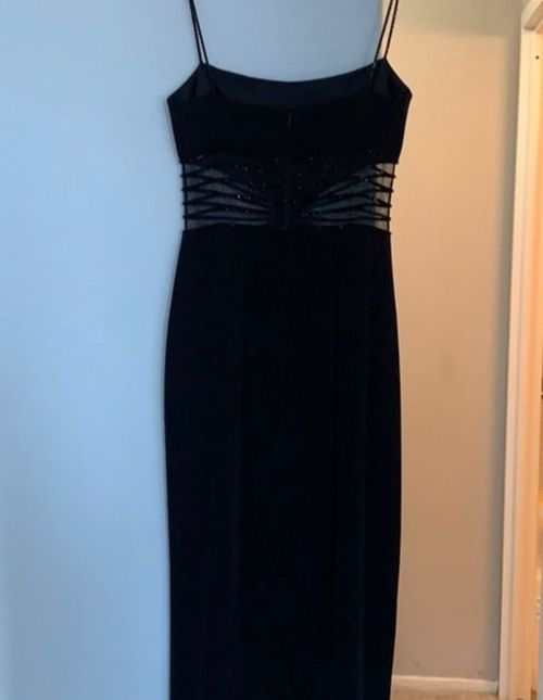 Black Spaghetti Straps Long Formal Evening Prom Dress Y627