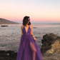 Purple prom dresses for women sexy spaghetti straps evening dresses Y199